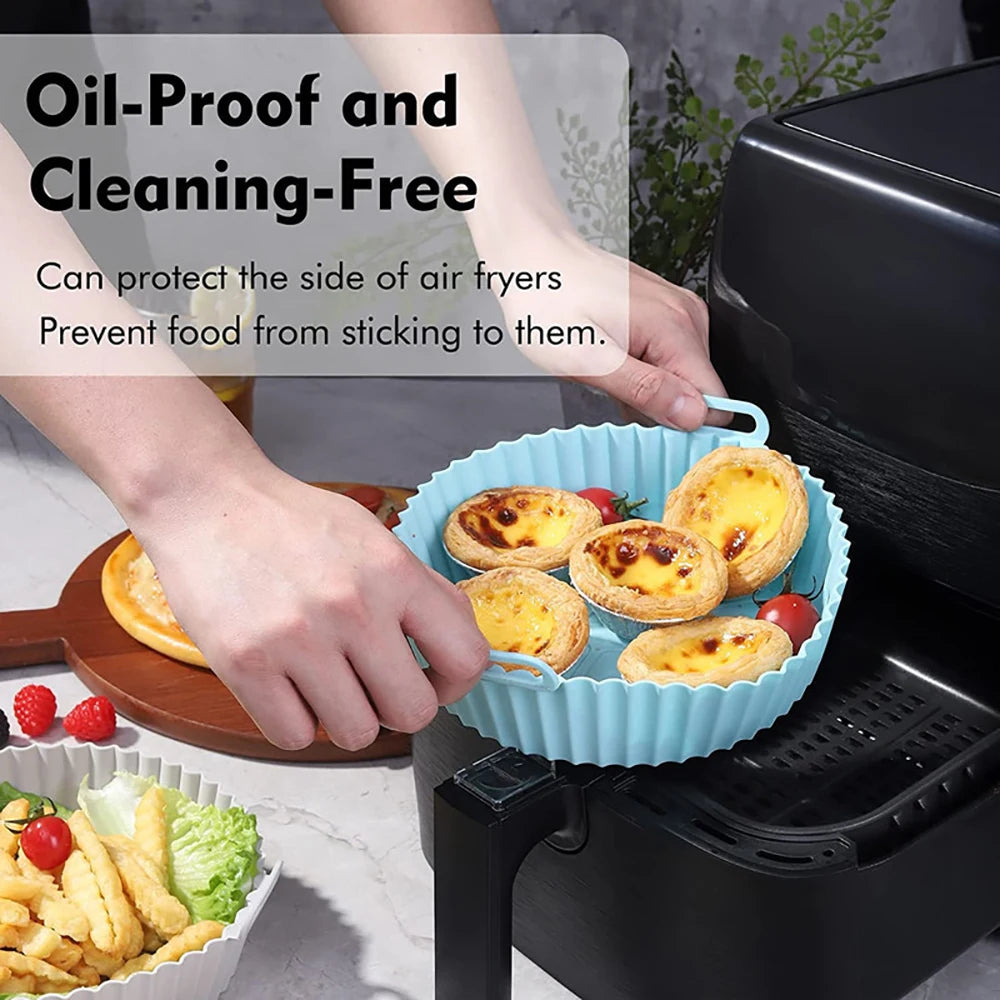 Air Fryer Mat 22cm Thicken Silicone Tray Mat For Round Air Fryer Pot Oven Baking Tray Fried Chicken Pizza Basket Fittings