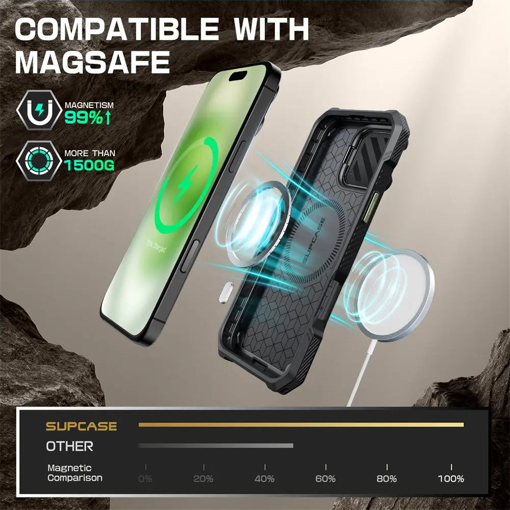 For iPhone 16 Case 6.1" 2024 UB Mag XT Heavy Duty Rugged Strong  Phone Case with Camera Cover Kickstand