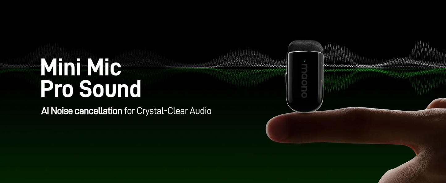 Wireless Lavalier Microphone with AI Noise Cancellation for iPhone Android PC