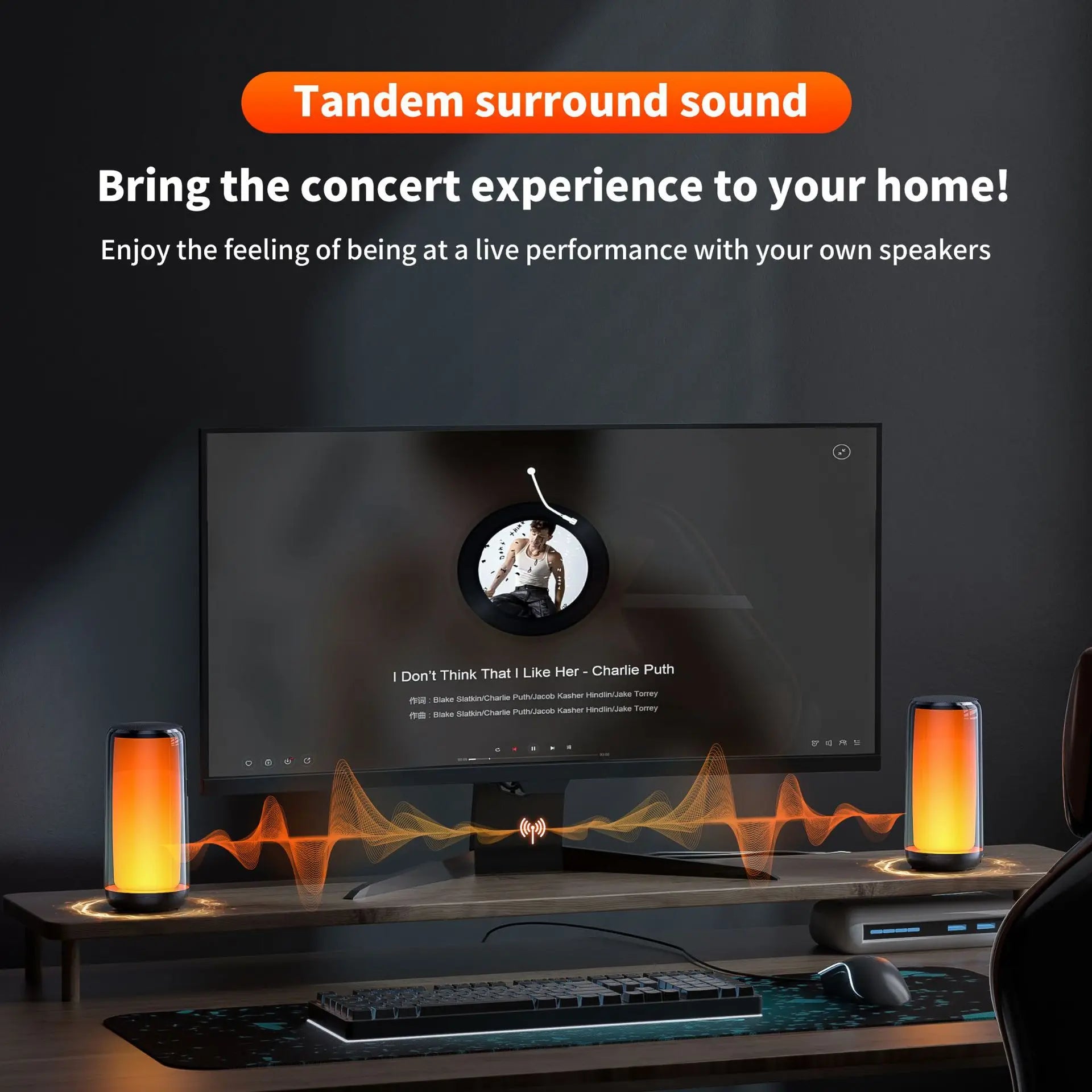 HF33 Mini Portable Wireless Speaker Outdoor Subwoofer with 360 Led HiFi Sound Quality Camping Bass Speaker Supports TWS/TF/AUX