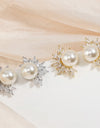 Imitation Pearl Leaf Stud Earrings for Women Fashion White Marquise Zircon Earring