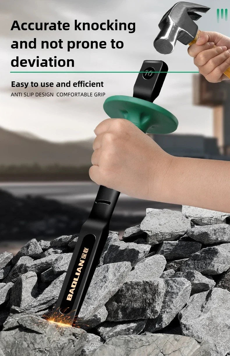 6/8/10/12 Inch Chrome Vanadium Steel Stone Flat Chisel With Hand Guard Construction Cement Masonry Concrete Engraving Cut Tool