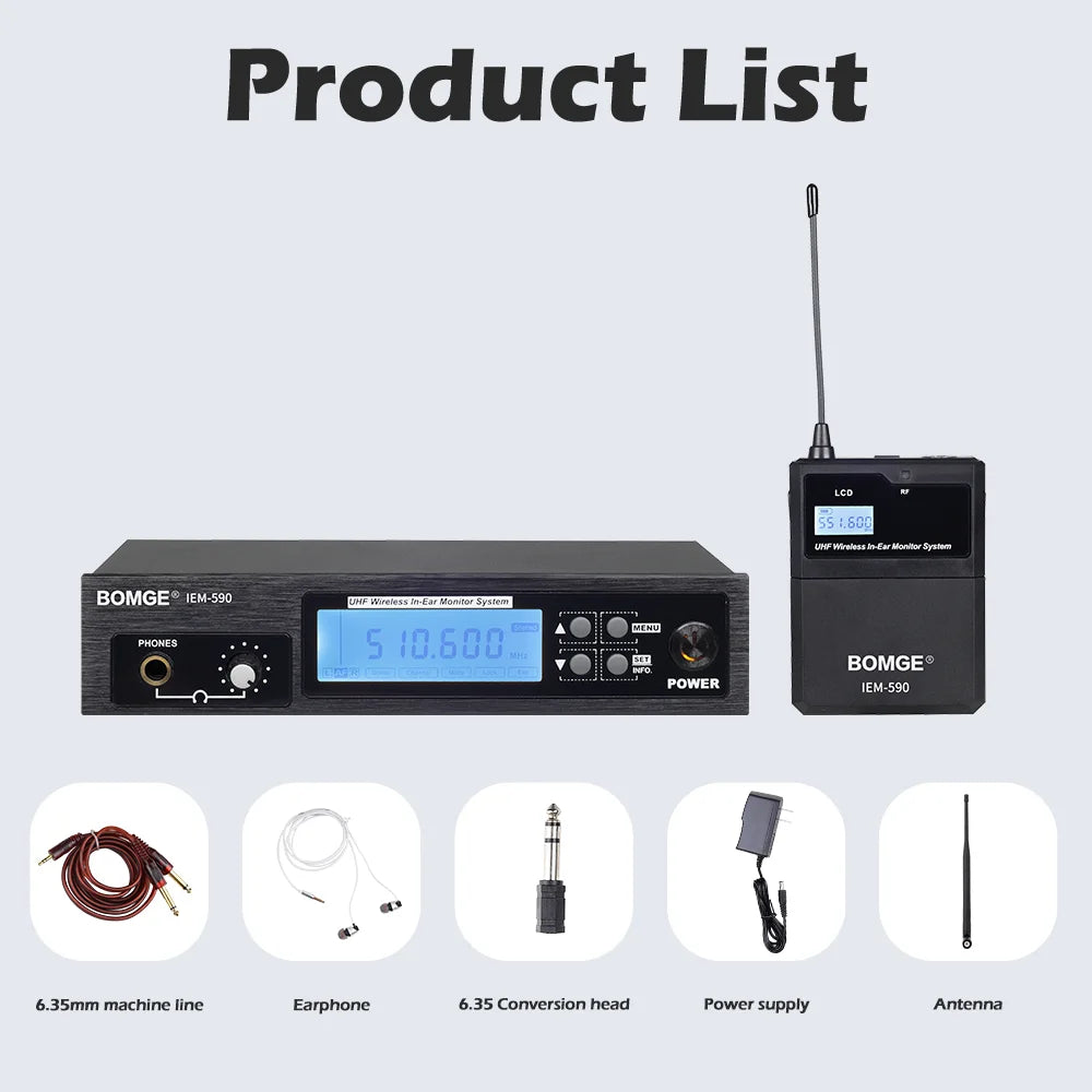 Professional UHF Wireless In Ear Monitor System Rack Mount Stereo Audio Monitoring Kit