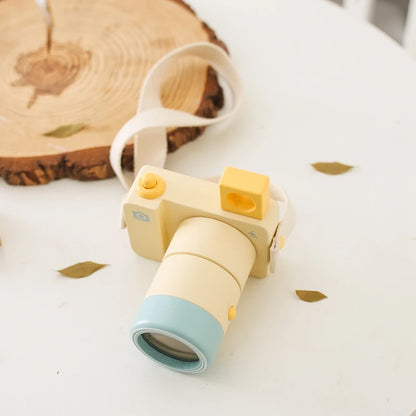 Wooden Fashion Camera Pine Detachable Camera Toy Pendant Baby Block DIY Present Nursing Gift Outdoor Adventure Simulation Camera