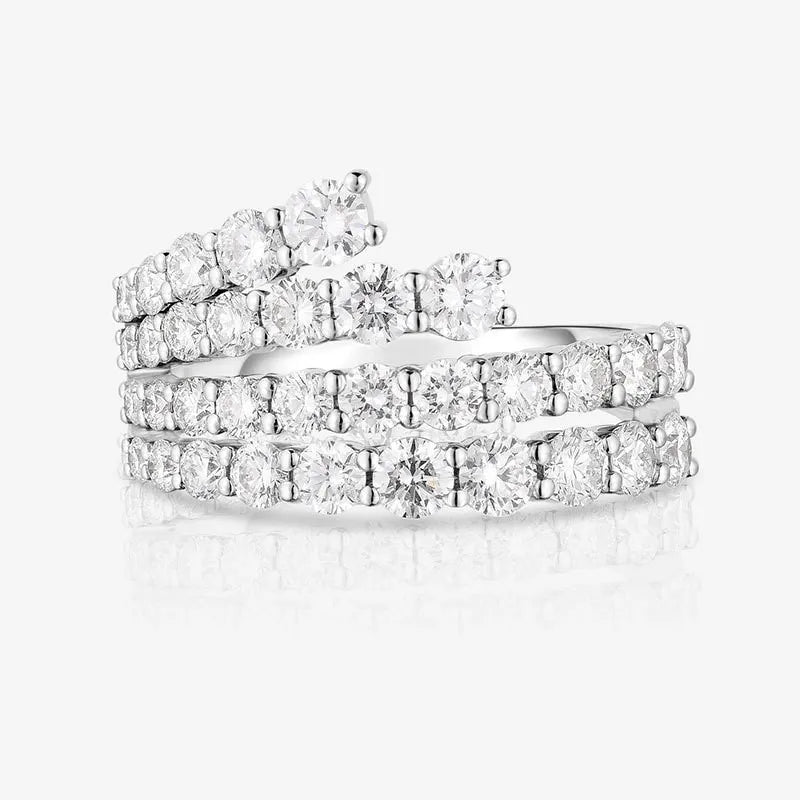 Fashion 4 Rows Zircon Winding Rings for Women Korea New White CZ Bridal Ring