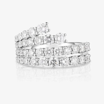 Fashion 4 Rows Zircon Winding Rings for Women Korea New White CZ Bridal Ring