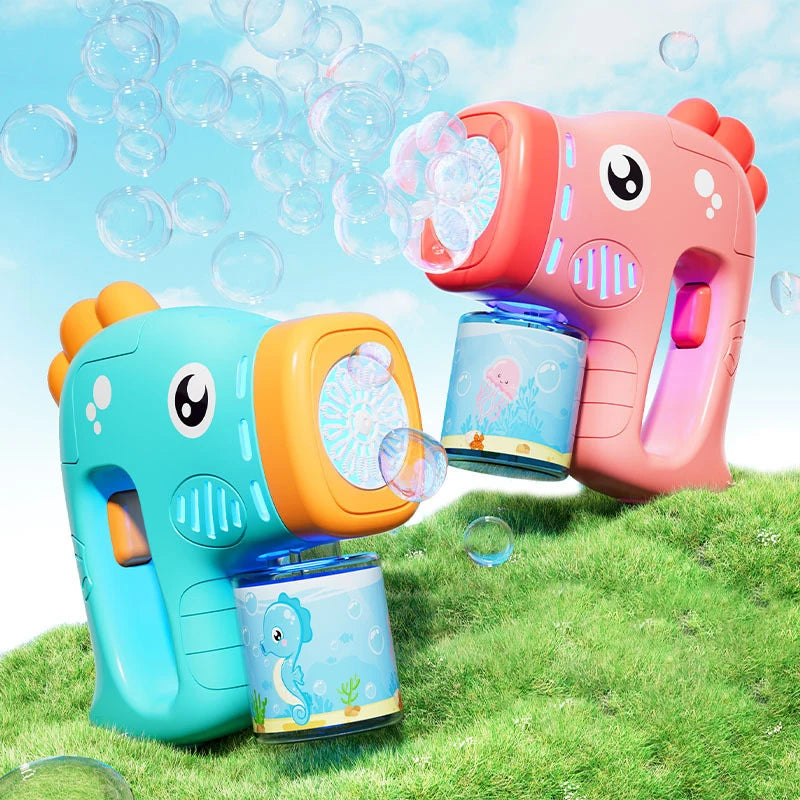 12 Holes Electric Bubble Gun Kids Toy Bubbles Machine Automatic Soap Blower with Light Summer Outdoor Party Games