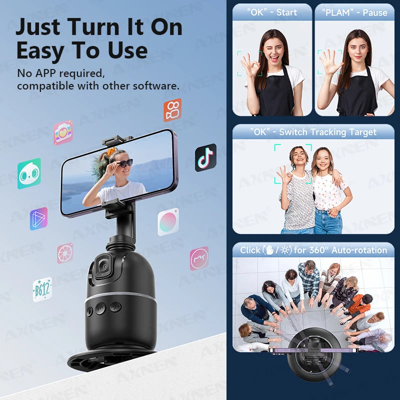 P03 Gimbal Stabilizer for Mobile Phone AI 360 Follow Selfie Stand Face Tracking Desktop Gimbal for Cellphone and Cameras