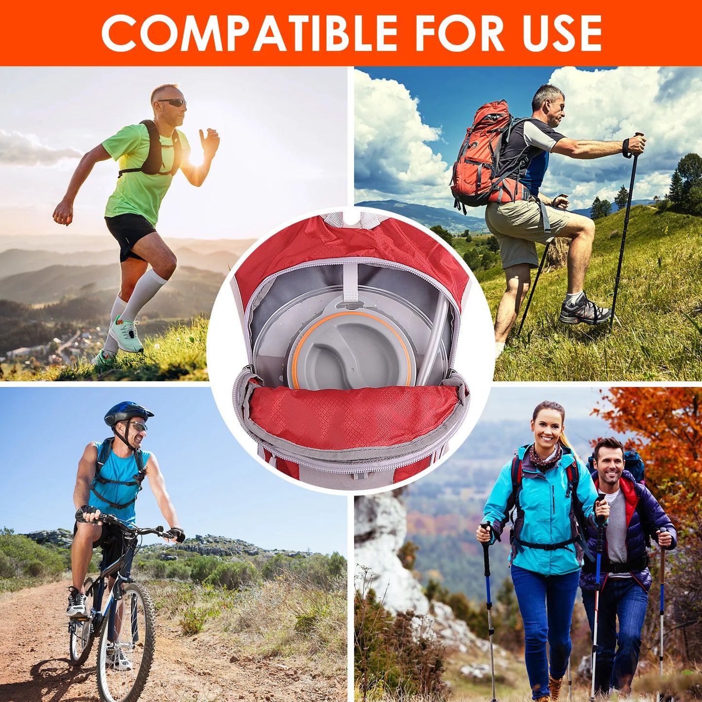 2L Hydration Reservoir Water Bladder Pack TPU Water Storage Bag for Outdoor Running Cycling