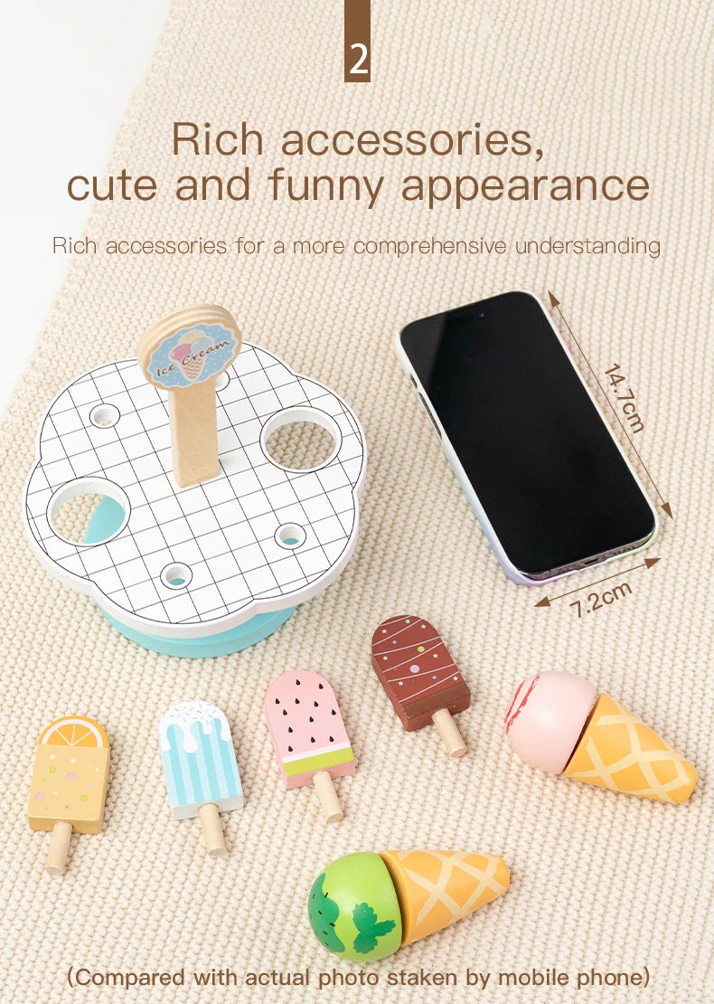 Wooden Rabbit Ice Cream Truck Shape Sorter and Pretend Play Toy