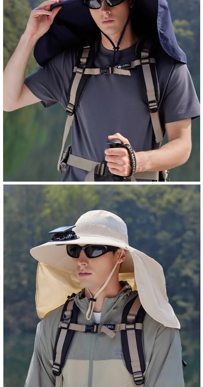Wide Brim Solar Fan Outdoor Sun Hat