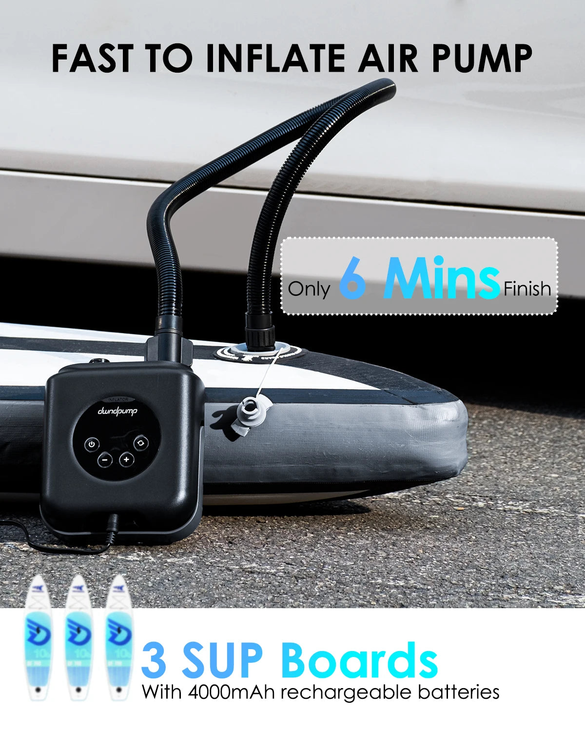 Electric SUP Pump Inflatable PVC Boat Accessories Stand Up Paddle Boards 20PSI Pump for Kayak Surfing Kite Mattress Tents