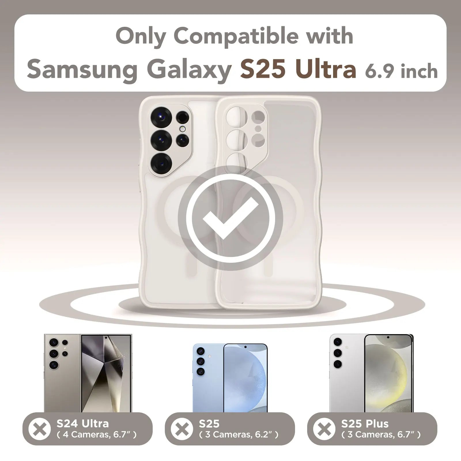 Cute Wave Frame Curly Design for Samsung Galaxy S25 Ultra Case with Strong  MagSafe Camera Protection Matte Phone Case