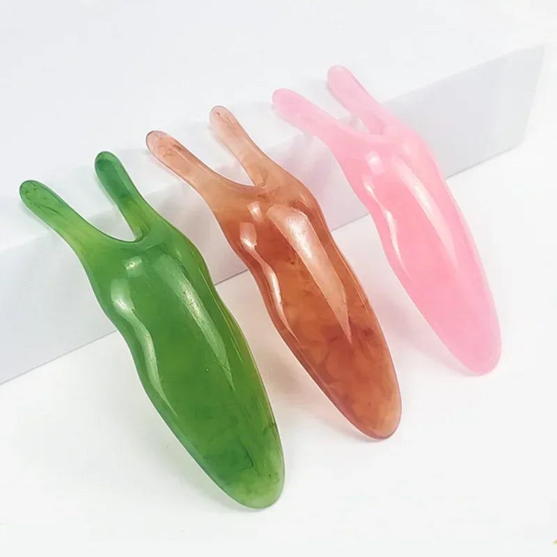 Resin Face Lifting Stone Guasha Scraping Facial Gouache Y-shaped Fork Massage Plate Nose Massage Trigger Point Nose Massager