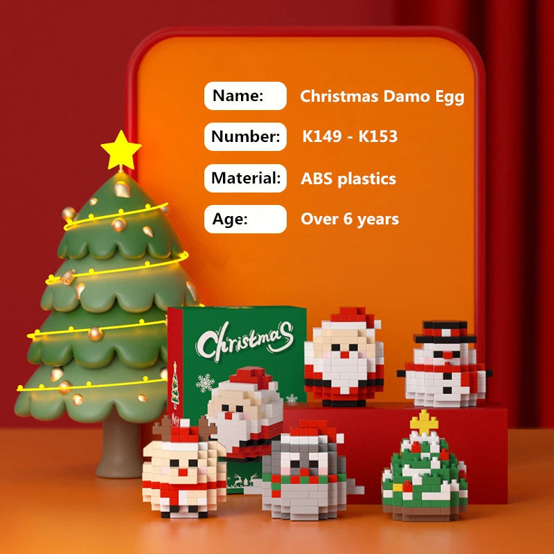 1 Piece Randomly Creative Christmas Series Building Blocks Santa Claus Tree Kawaii Damo Egg Bricks Model Toys For Xmas Gift