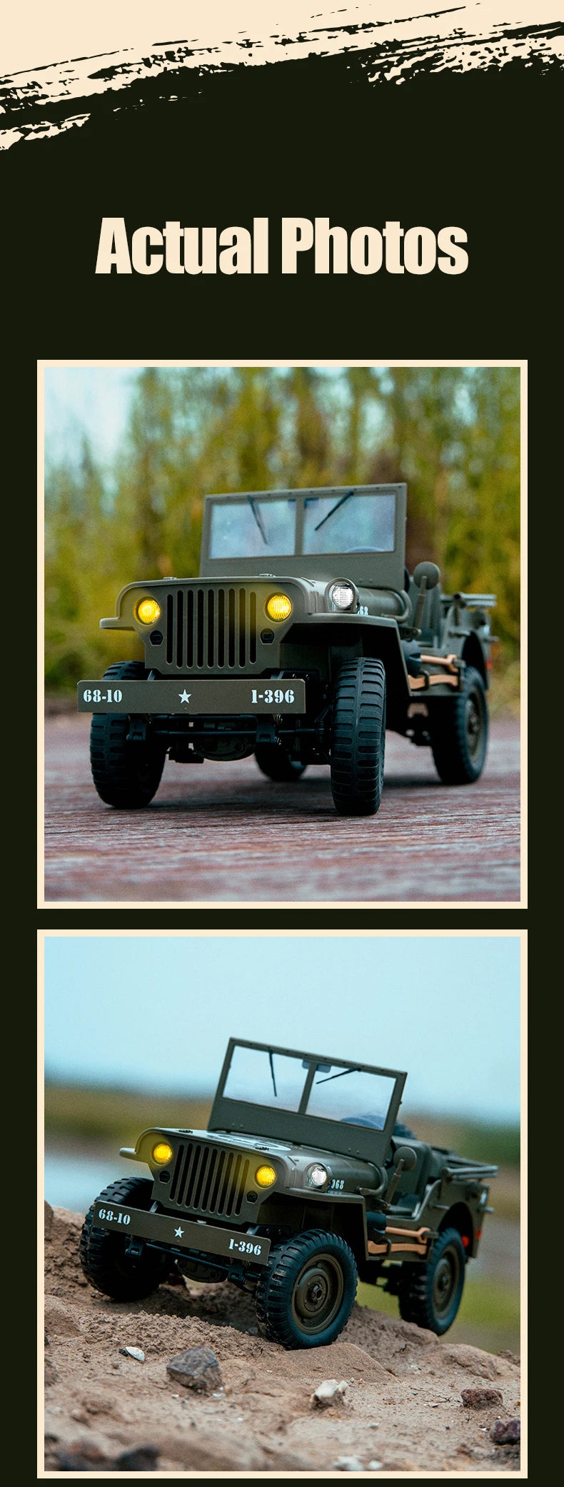 1 to 10 Scale 4WD Remote Control Military Off Road Jeep