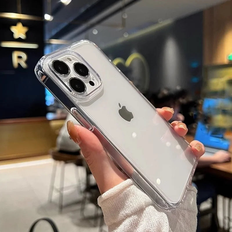 Luxury Transparent Soft Acrylic Phone Case for iPhone 17 Air 16 15 Pro Max 14 Pro Shockproof Cover