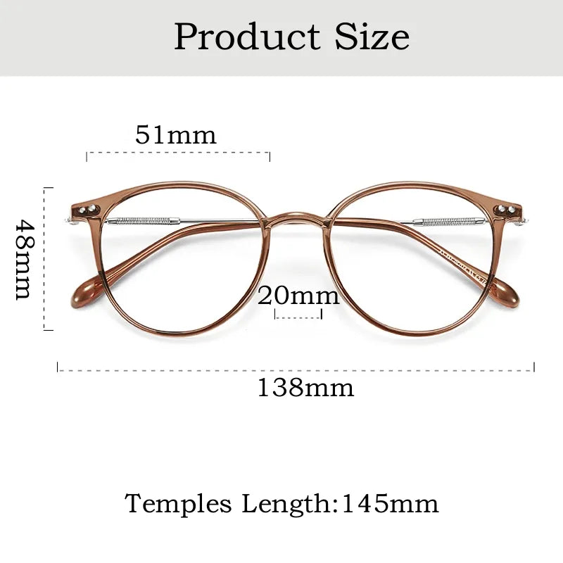 Ultra-light Fashion Flexible TR90 Decorative Retro Round Optical Prescription Eyeglasses Frame Men and Women 90045