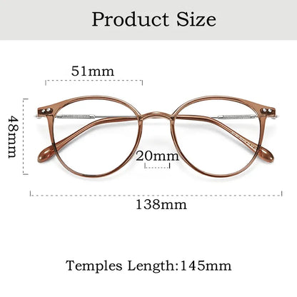 Ultra-light Fashion Flexible TR90 Decorative Retro Round Optical Prescription Eyeglasses Frame Men and Women 90045