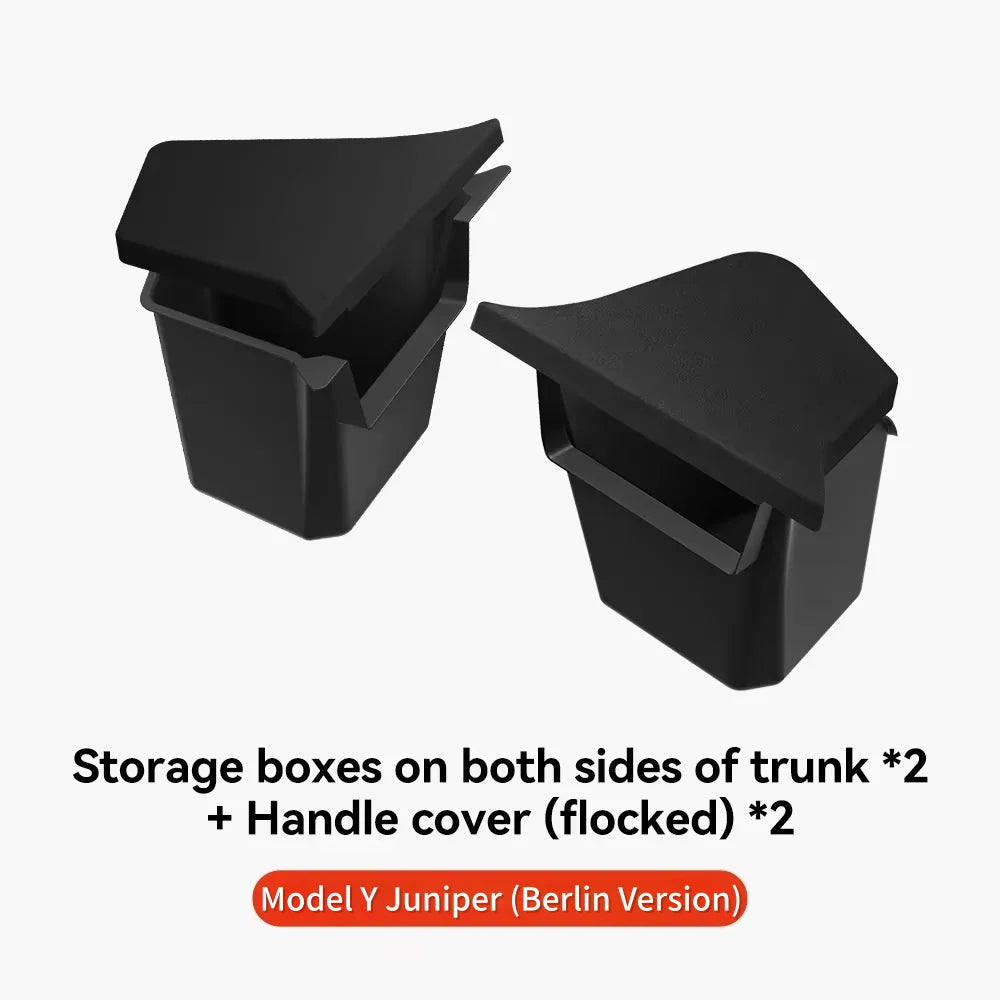 Trunk Side Storage Box Organizer for Tesla Model Y Juniper 2025 2026 Flocking TPE Partition Mat