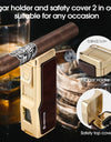 Cigar Lighter Ashtray Set 4 Jet Flame Windproof Lighters With Cigar Holder Cigar Punch Refillable Butane Cigar Accessories