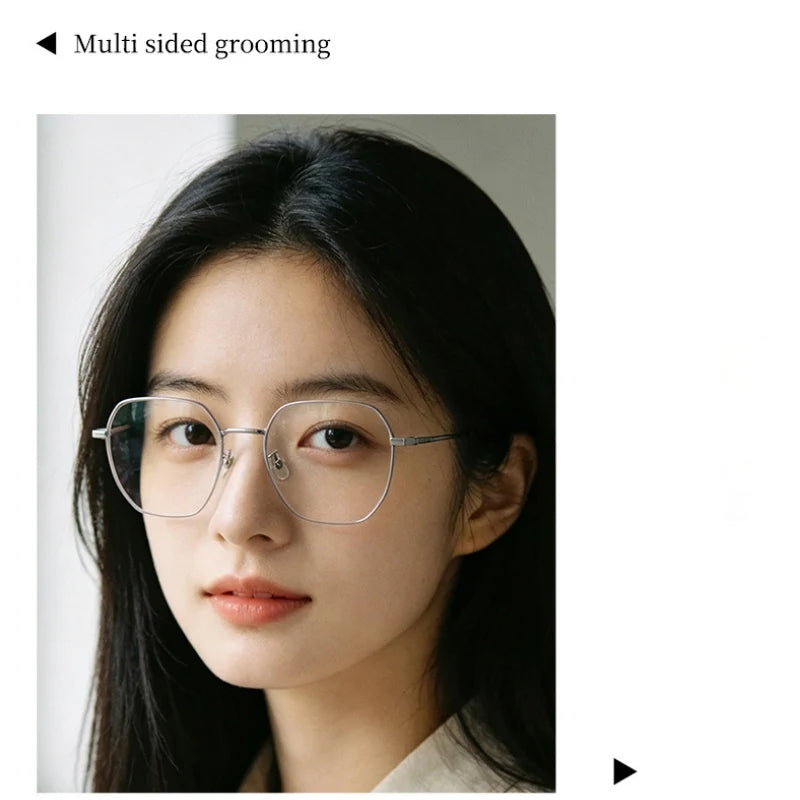 Retro Polygonal Lightweight Titanium Progressive Multifocal Prescription Glasses