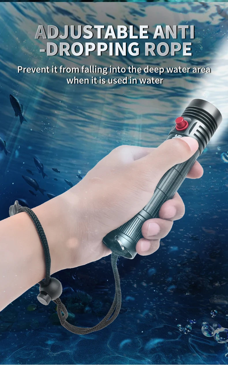 5000LM Professional Diving Flashlight IPX8 Waterproof Underwater LED Torch Rechargeable Dive Light