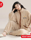 Women’s Winter Flannel Pajama Set – Warm Coral Fleece Loungewear with Cute Bunny Design