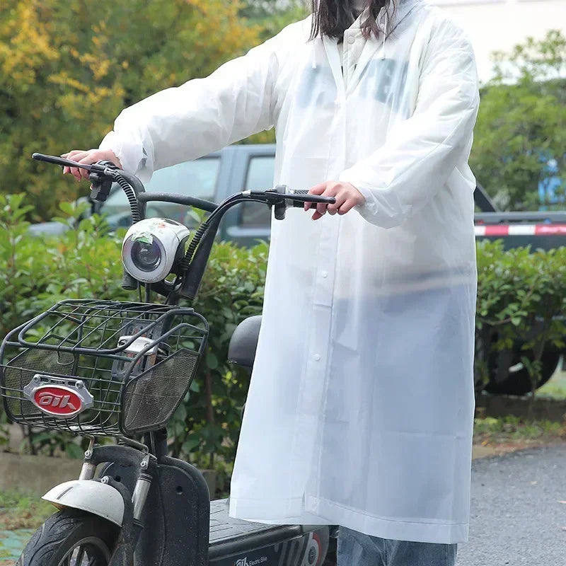 Long Waterproof Raincoat Poncho for Adults in Black