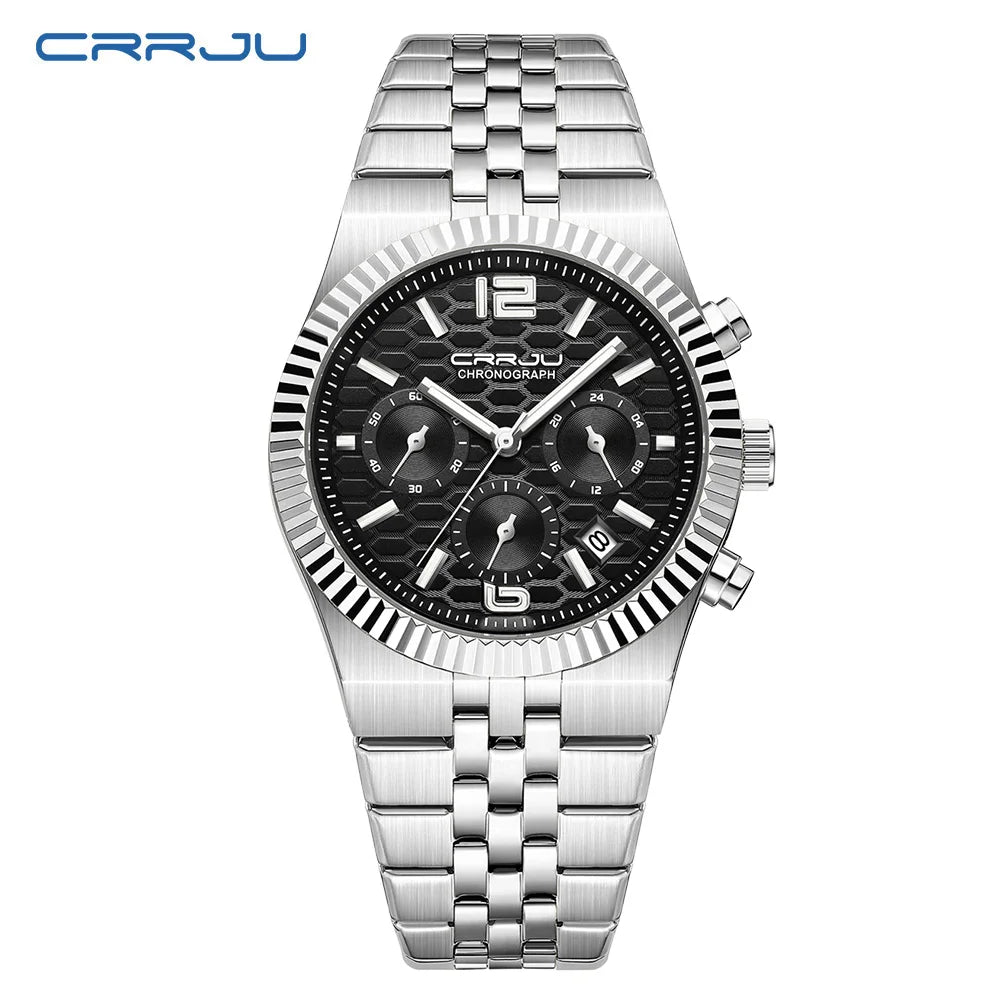 Classic Men's Automatic Date Watch Stainless Steel Quartz Elegant Round Case Luminous Versatile Fashion Night Light 2323