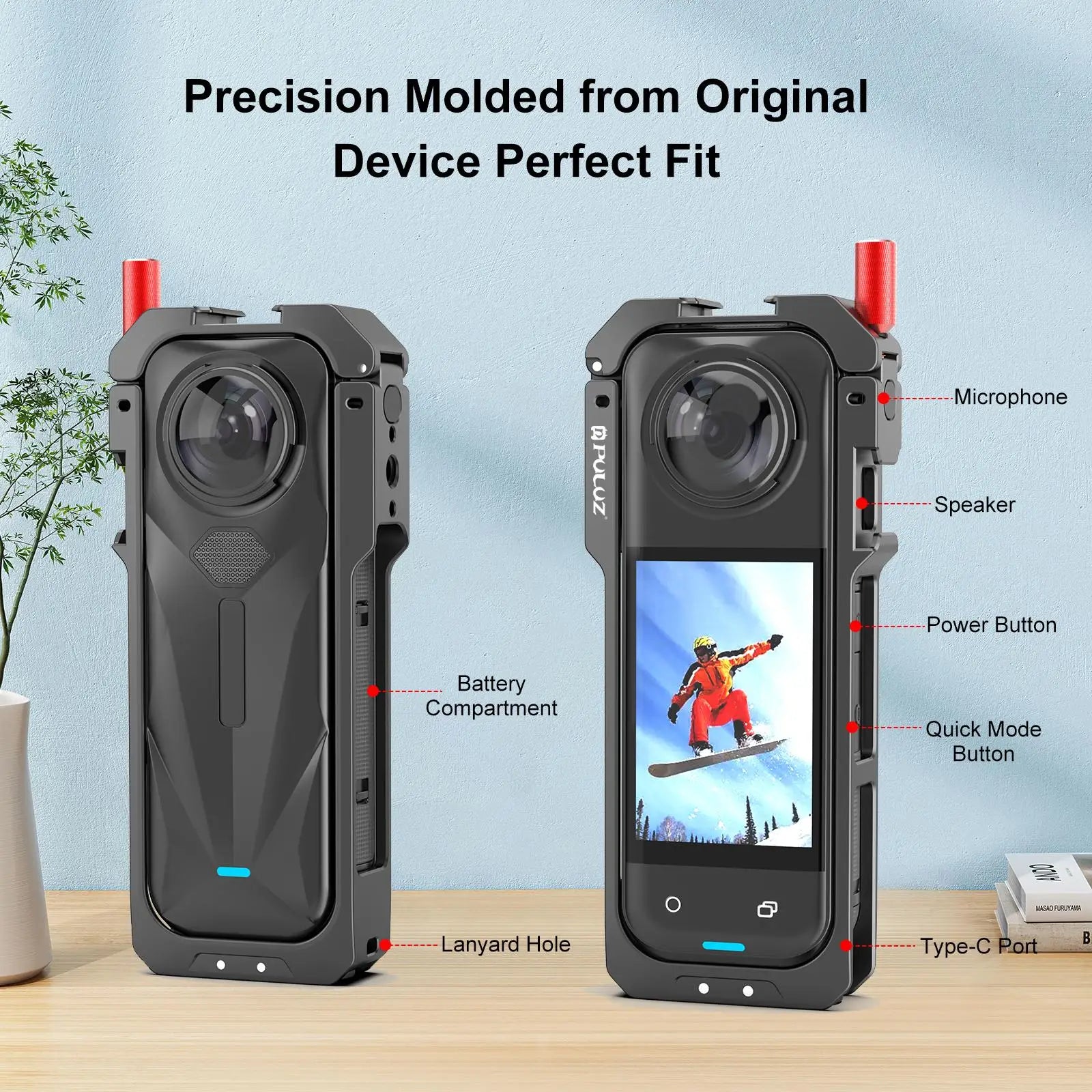 X5 Metal Camera Vertical Cage For Insta360 X5 Sports Camera Housing Frame Protective Shell with Lens Cover +Windproof Foam