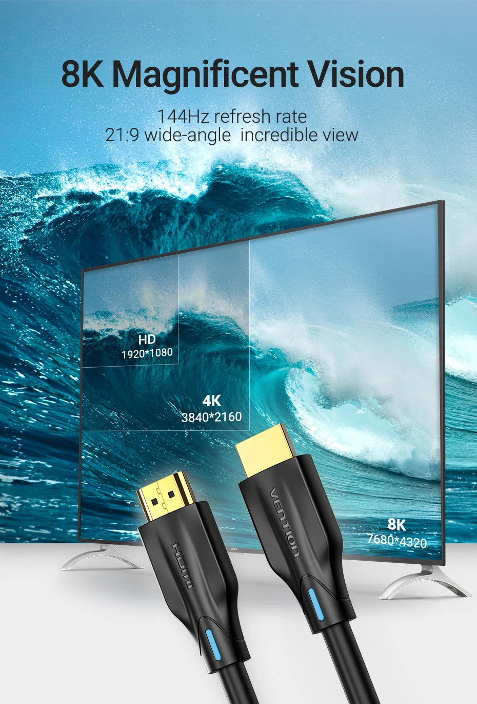 HDMI-Compatible 2.1 Cable Ultra High Speed 8K@60Hz 4K@120Hz Certified Cord for PS5 Xiaomi TV Box Dolby Vision HDCP 2.3
