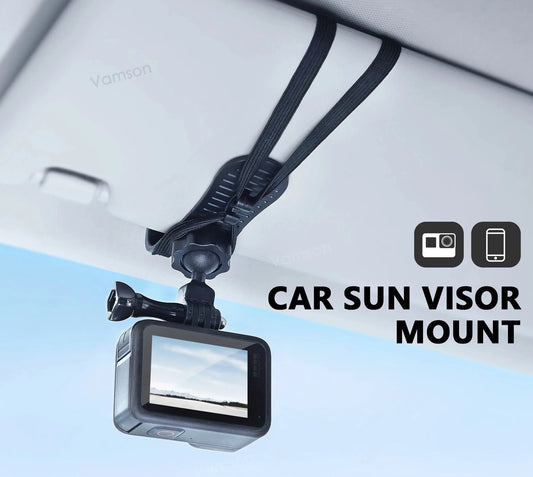 Car Sun Visor Camera Mount with Phone Clip for Cell Phone for GoPro Hero 12 11 10 9 8 for Insta360 X3 One X2 Accessories