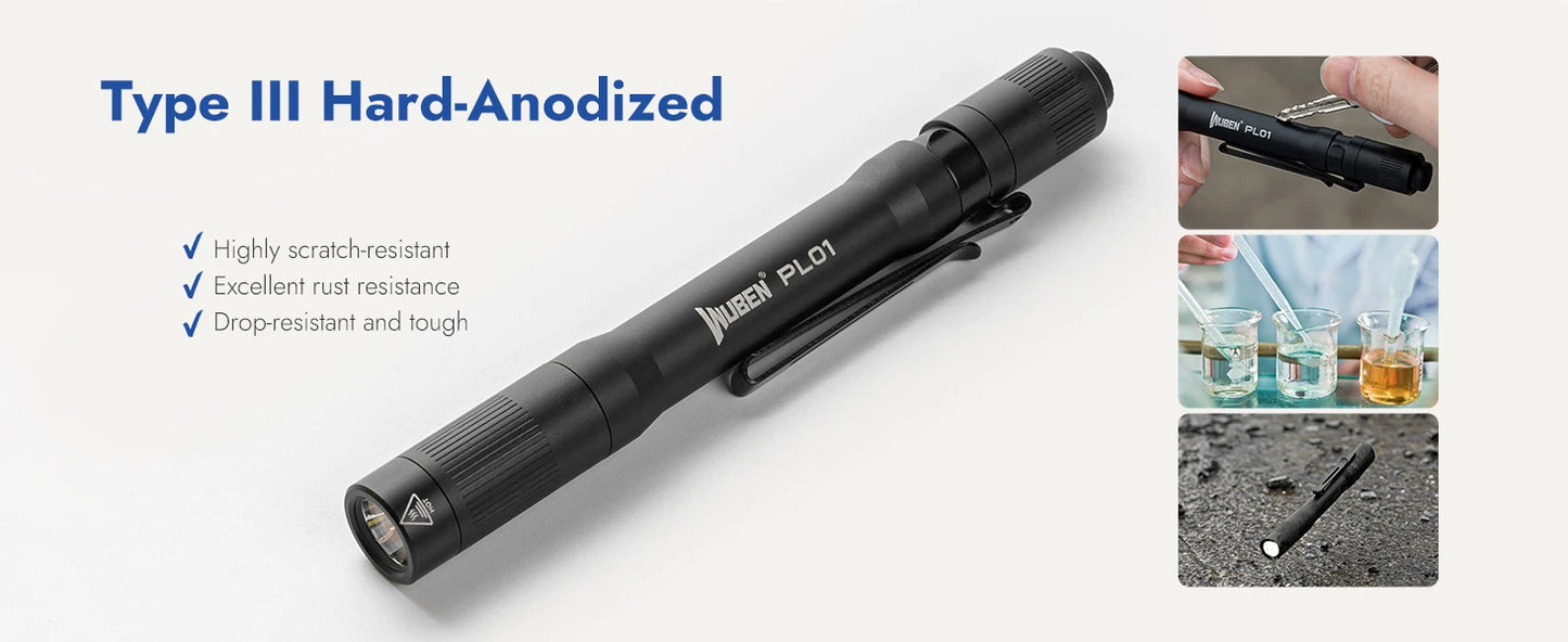 650 Lumen Rechargeable LED Pen Flashlight With USB C Charging
