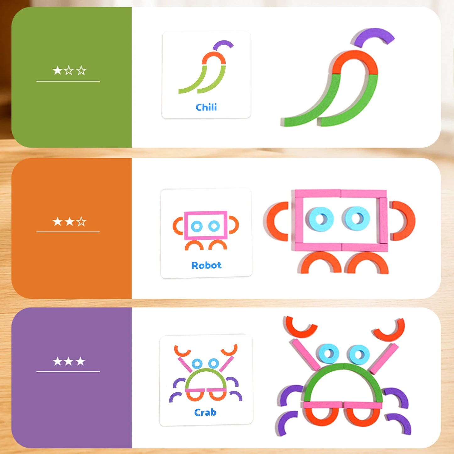Wooden Creative Sticks and Rings Shape Building Puzzle