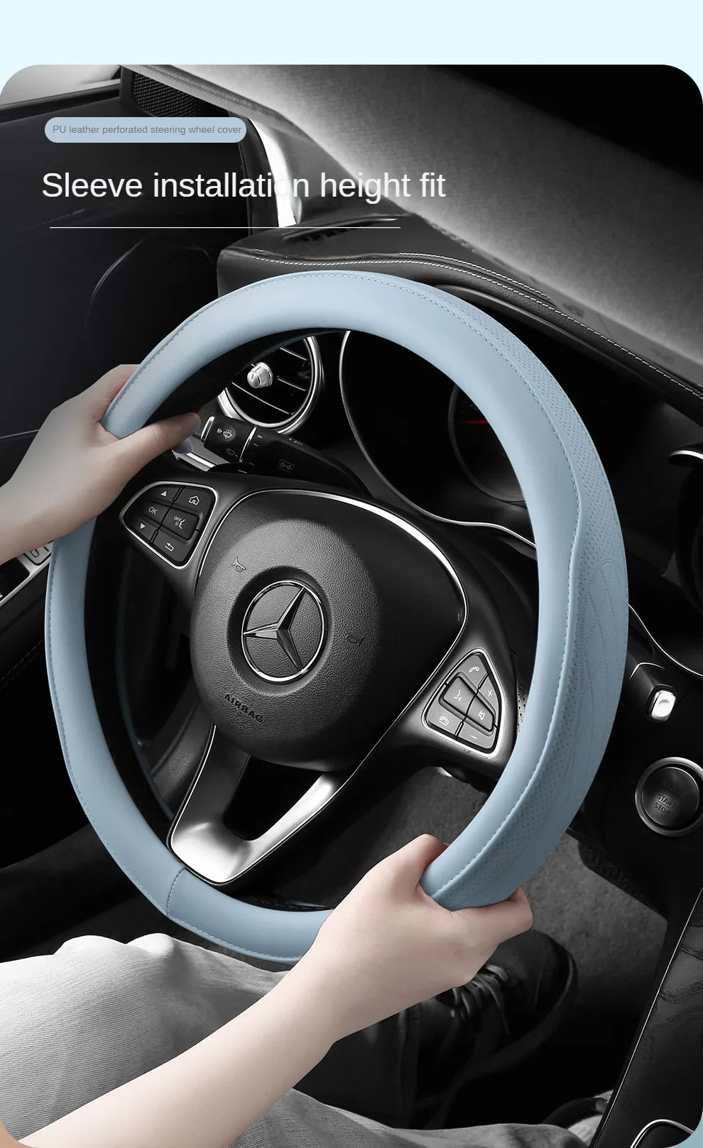 Perforated Nappa Leather Car Steering Wheel Cover 37CM 38CM