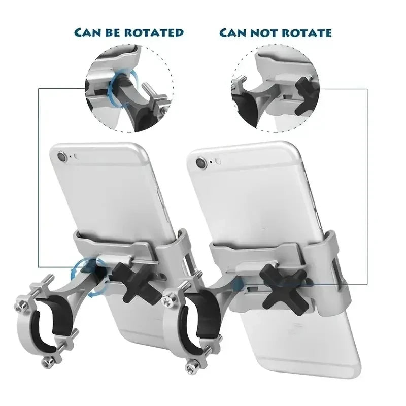 360° Rotate Metal Motorcycle Bike Phone Holder Anti-slip Bracket GPS Navigation Clip Universal Bicycle Stand for All Smartphones