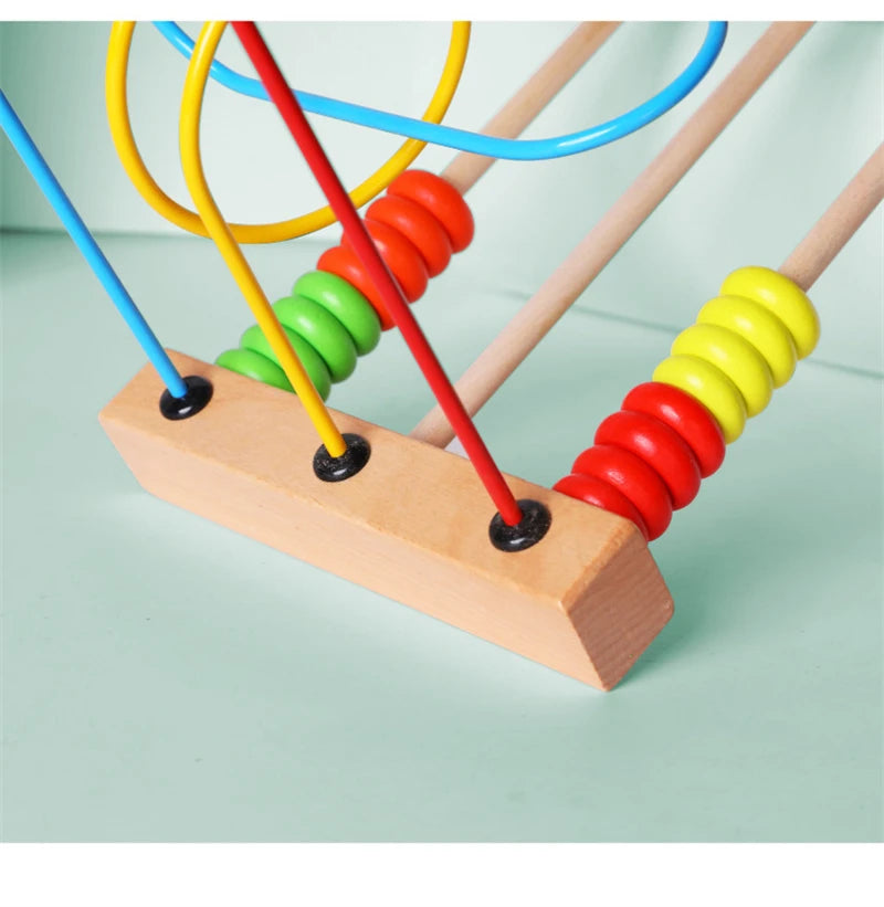 Montessori Wooden Toys Circles Bead Wire Maze Roller Coaster  Early Educational Puzzles Toy for  1 2 3 Years