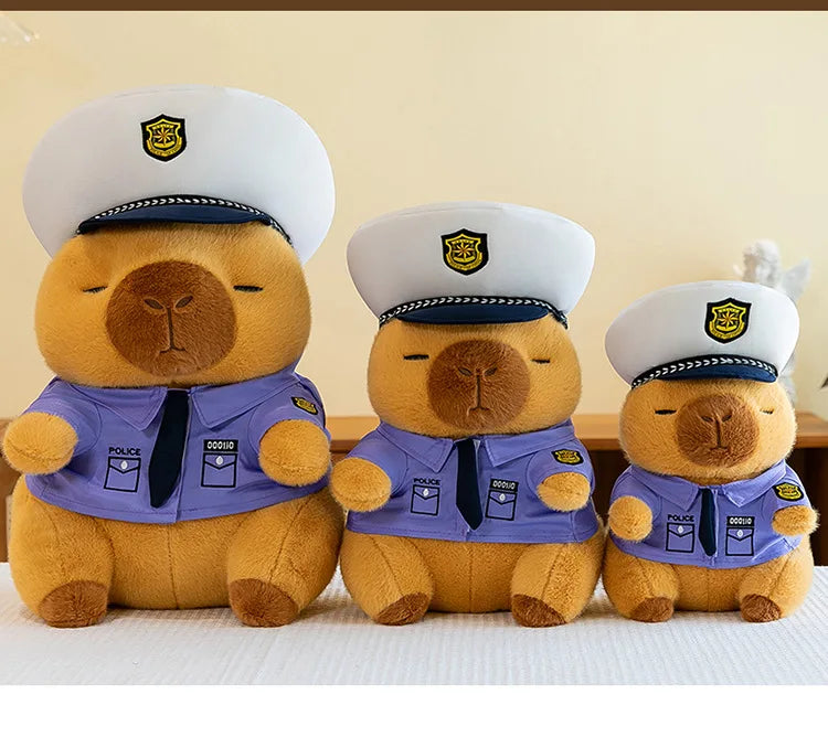 Cute Capybara Police Plush Toy Soft Stuffed Pillow