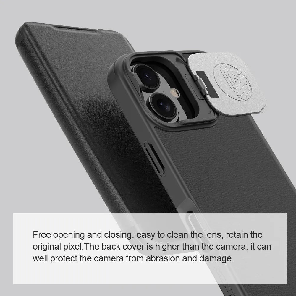 Luxury Flip QIN Pro P Leather Case For iPhone 16 Phone Case Shockproof Camera Flip Protection Case