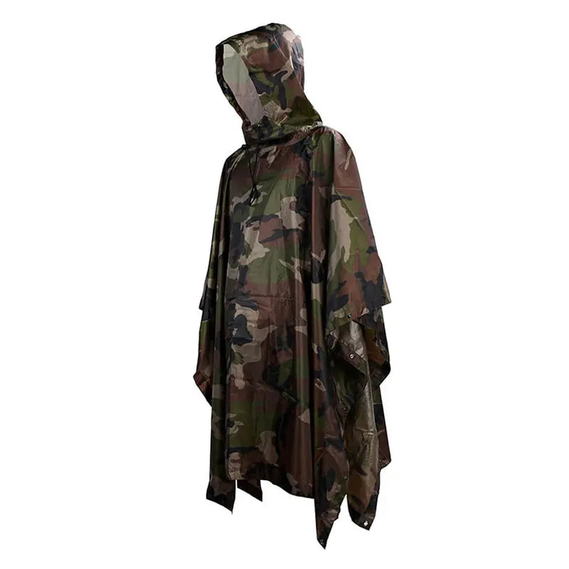Camouflage Waterproof Folding Rain Poncho for Hiking and Camping