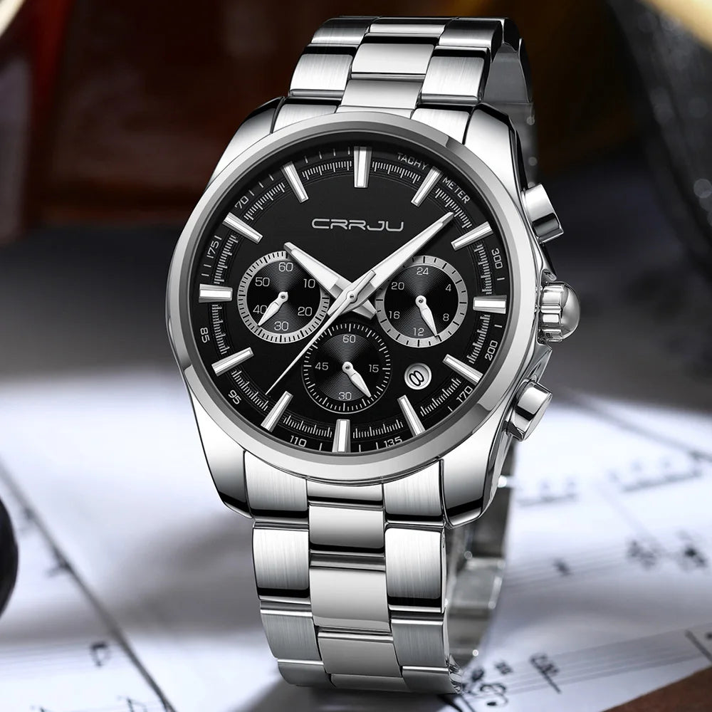 Men Watch Sports Casual Quartz Wristwatches with Chronograph Fashion Stainless Steel Auto Date Clock Male