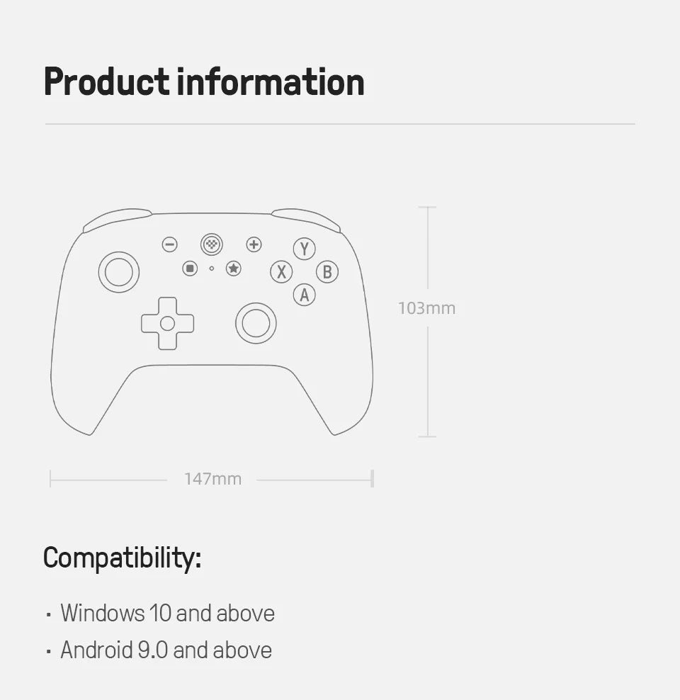 Wireless Gaming Controller with Hall Effect Joysticks and Triggers for PC and Android