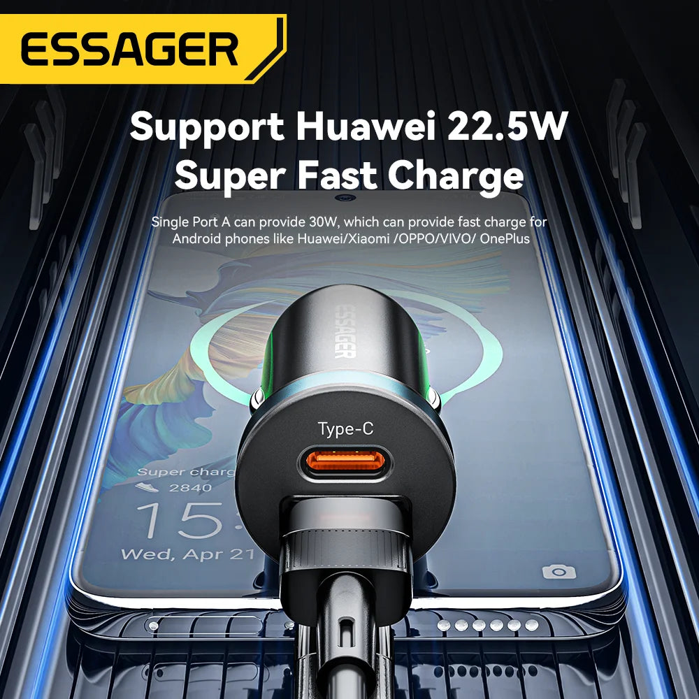 30W USB-C + USB-A Fast Car Charger (PD + QC 3.0)