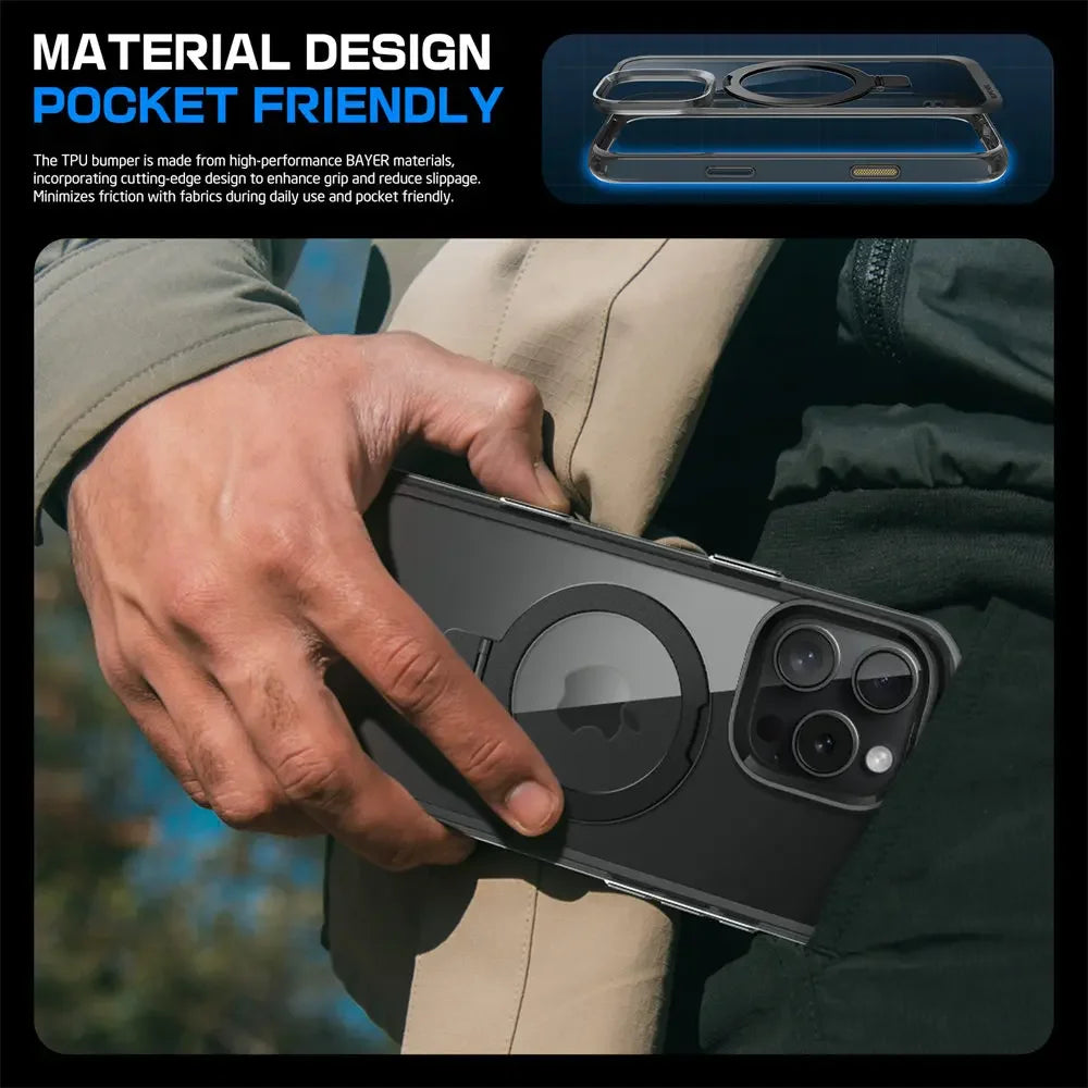 For iPhone 16 Pro Max Case with Camera Control Capture Button UB Mag Stand Series Slim Clear  MagSafe Phone Case