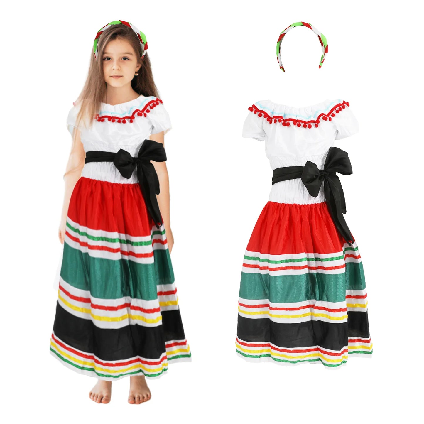 Carnival Campus Event Day of The Dead Costume Dress Mexican Ethnic Little Girl Dress