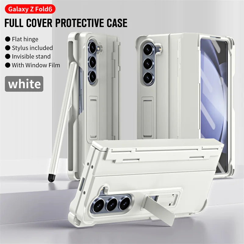 Phone Case With Pen Slot Stylus Hinge bracket Shell Membrane For Samsung Galaxy Z Fold 5 4 3 Case All-Inclusive Z Fold 6 3 Cover