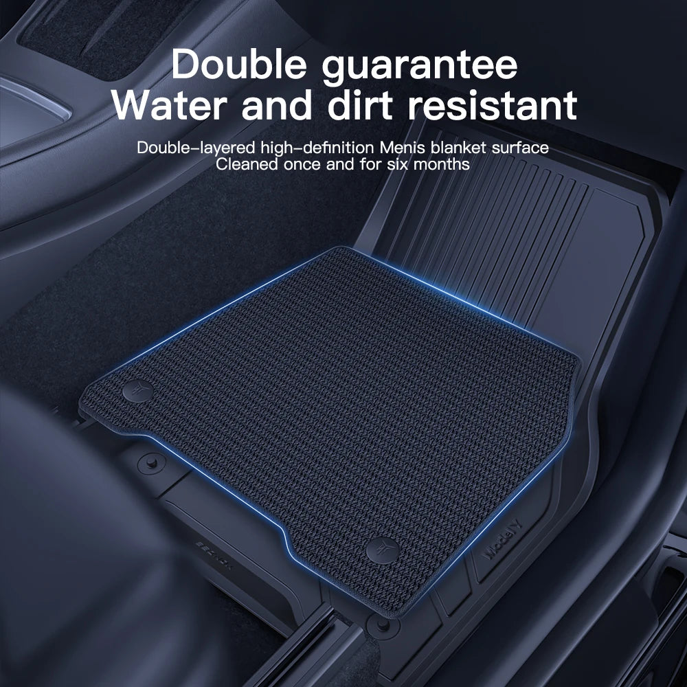 TPE Full Coverage Floor Mats for Tesla Model 3 and Model Y 2021 2024 All Weather Non Slip Protection