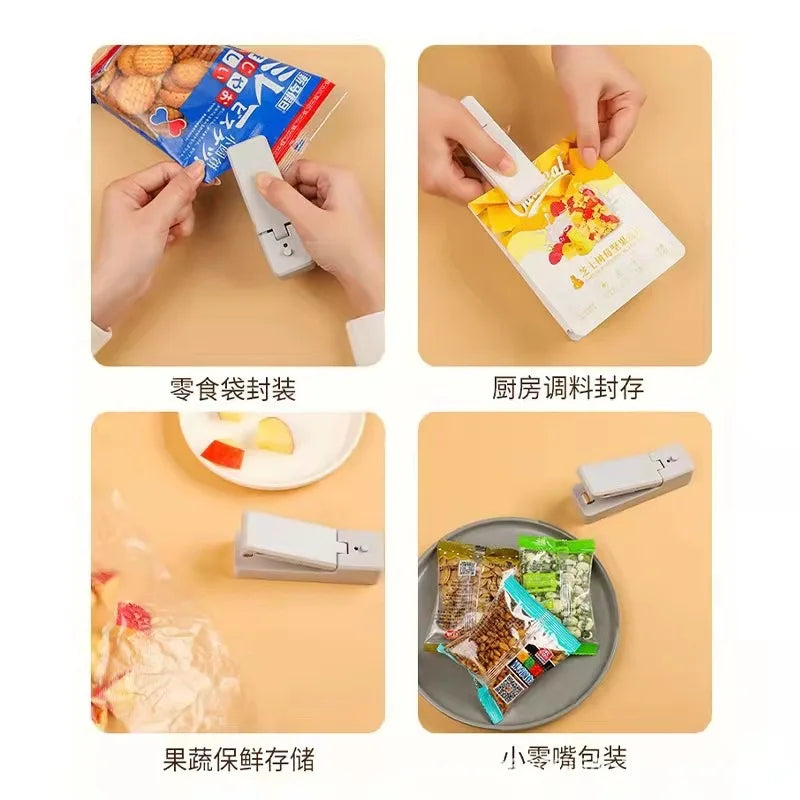 Mini USB Rechargeable Bag Sealer – Portable Plastic Food Bag Sealing Machine for Snacks, Nuts & Kitchen Storage