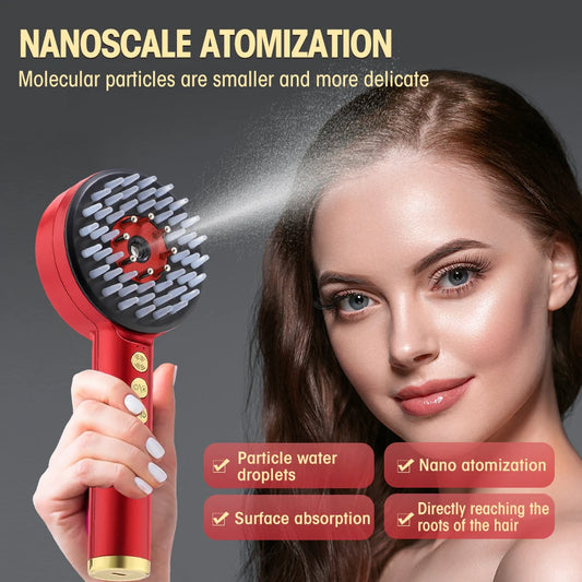 Electric Massage Comb Micro Current  Soothes Scalp EMS Red and Blue Light Spray CombEssential Oil Liquid Applicator